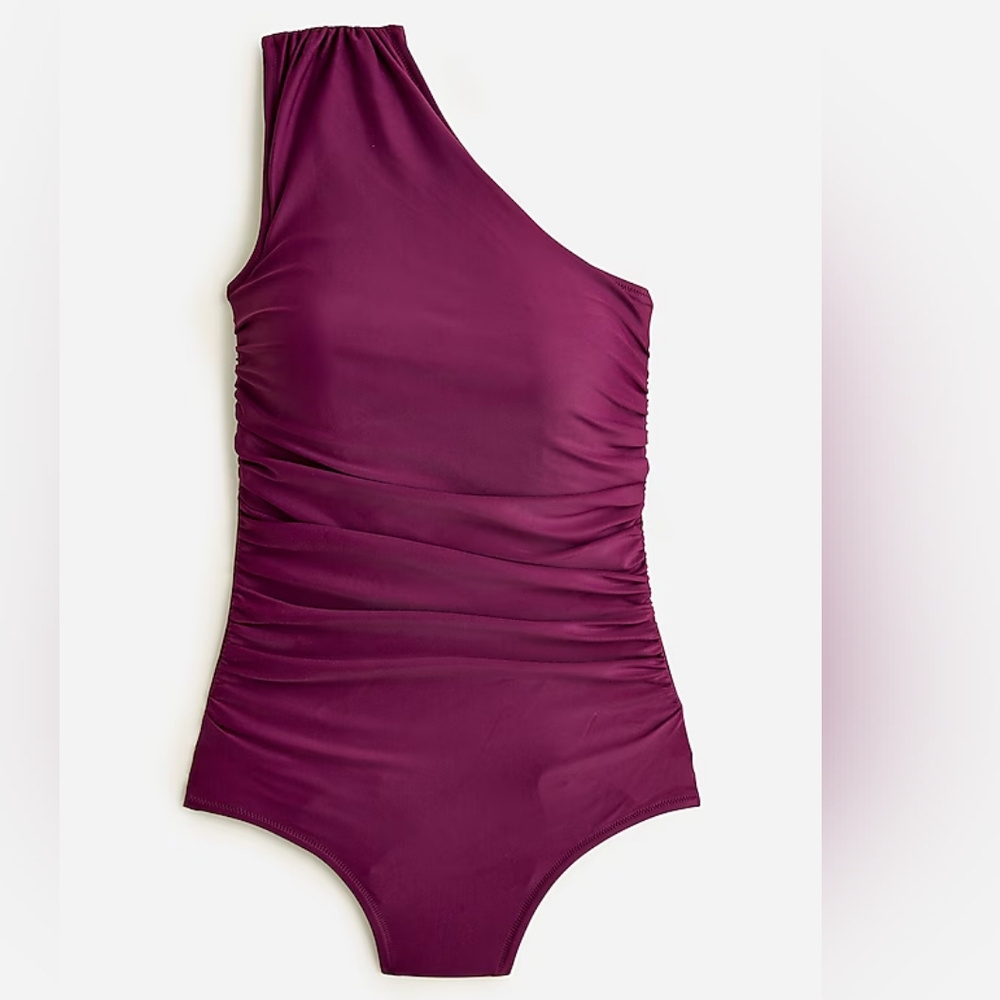 J.Crew plus ruched one shoulder one piece swimsuit, 24, purple